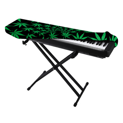 Swirl Cannabis Leaf Print Piano Keyboard Cover
