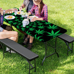 Swirl Cannabis Leaf Print Picnic Table Cover