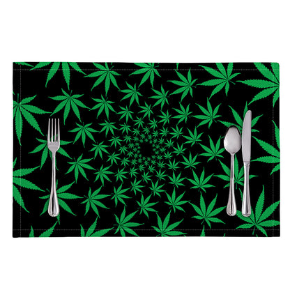 Swirl Cannabis Leaf Print Placemat