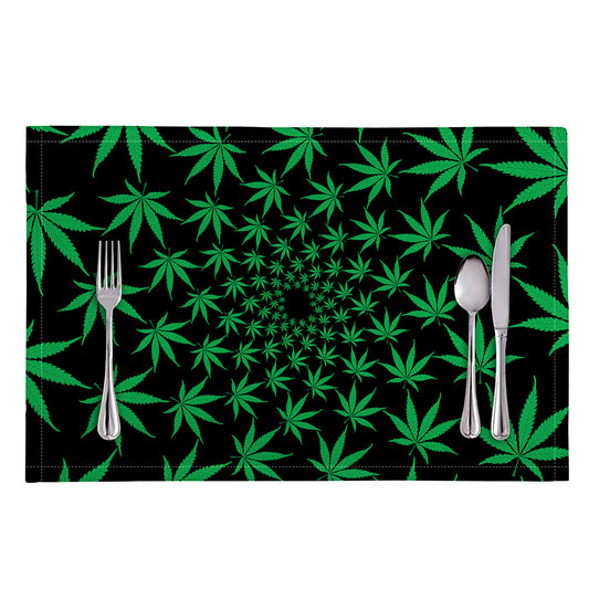 Swirl Cannabis Leaf Print Placemat