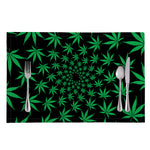 Swirl Cannabis Leaf Print Placemat
