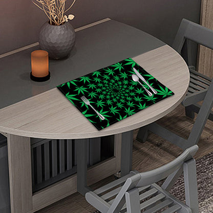 Swirl Cannabis Leaf Print Placemat
