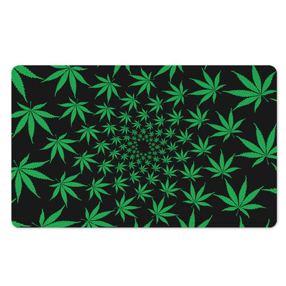 Swirl Cannabis Leaf Print Polyester Doormat