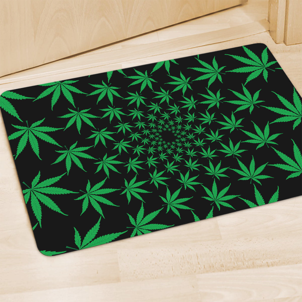 Swirl Cannabis Leaf Print Polyester Doormat