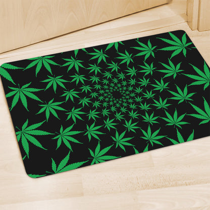 Swirl Cannabis Leaf Print Polyester Doormat