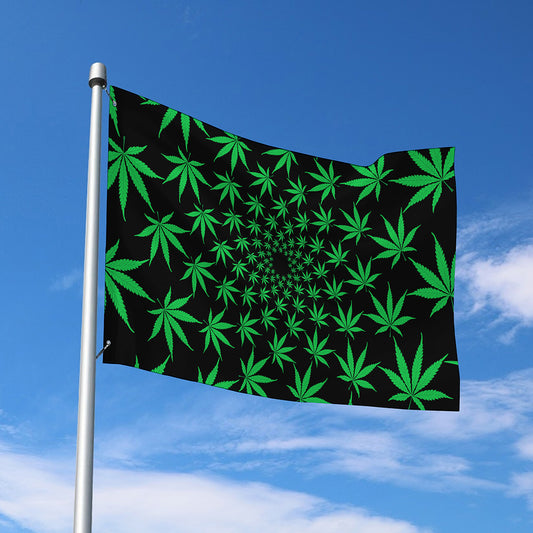Swirl Cannabis Leaf Print Polyester Flag
