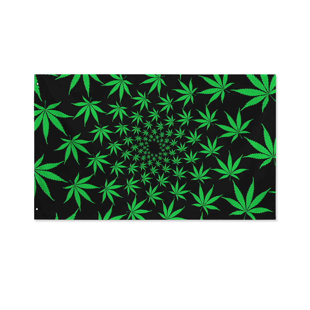 Swirl Cannabis Leaf Print Polyester Flag