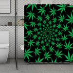 Swirl Cannabis Leaf Print Polyester Shower Curtain