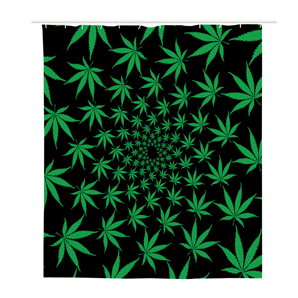 Swirl Cannabis Leaf Print Polyester Shower Curtain