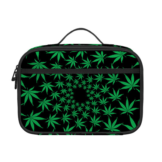 Swirl Cannabis Leaf Print Portable Lunch Bag