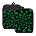 Swirl Cannabis Leaf Print Pot Holders With Pocket