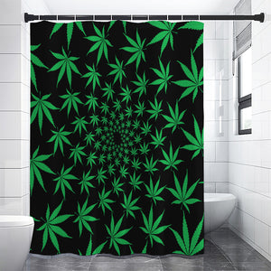 Swirl Cannabis Leaf Print Premium Shower Curtain