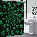 Swirl Cannabis Leaf Print Premium Shower Curtain