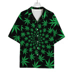 Swirl Cannabis Leaf Print Rayon Hawaiian Shirt