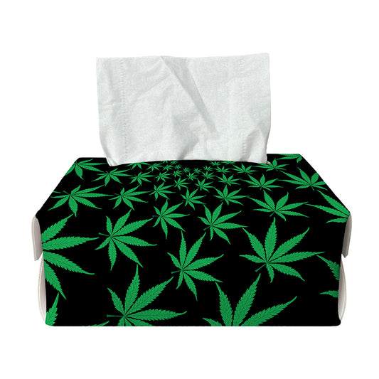 Swirl Cannabis Leaf Print Rectangle Tissue Box Cover