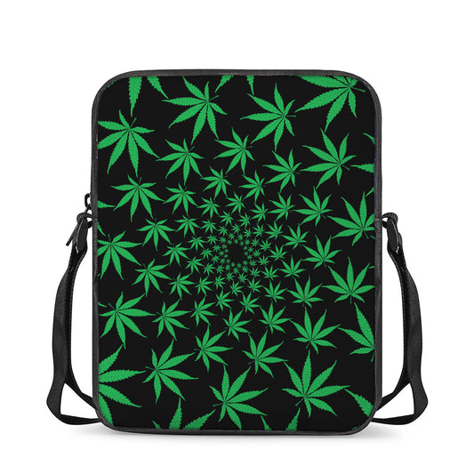 Swirl Cannabis Leaf Print Rectangular Crossbody Bag