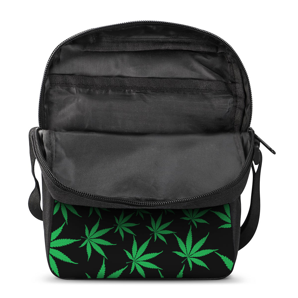 Swirl Cannabis Leaf Print Rectangular Crossbody Bag