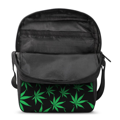 Swirl Cannabis Leaf Print Rectangular Crossbody Bag