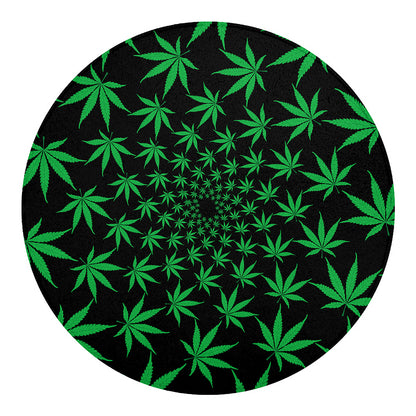 Swirl Cannabis Leaf Print Round Blanket