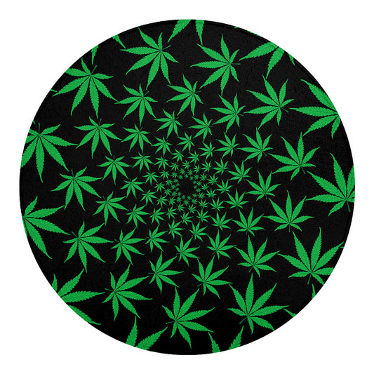 Swirl Cannabis Leaf Print Round Blanket