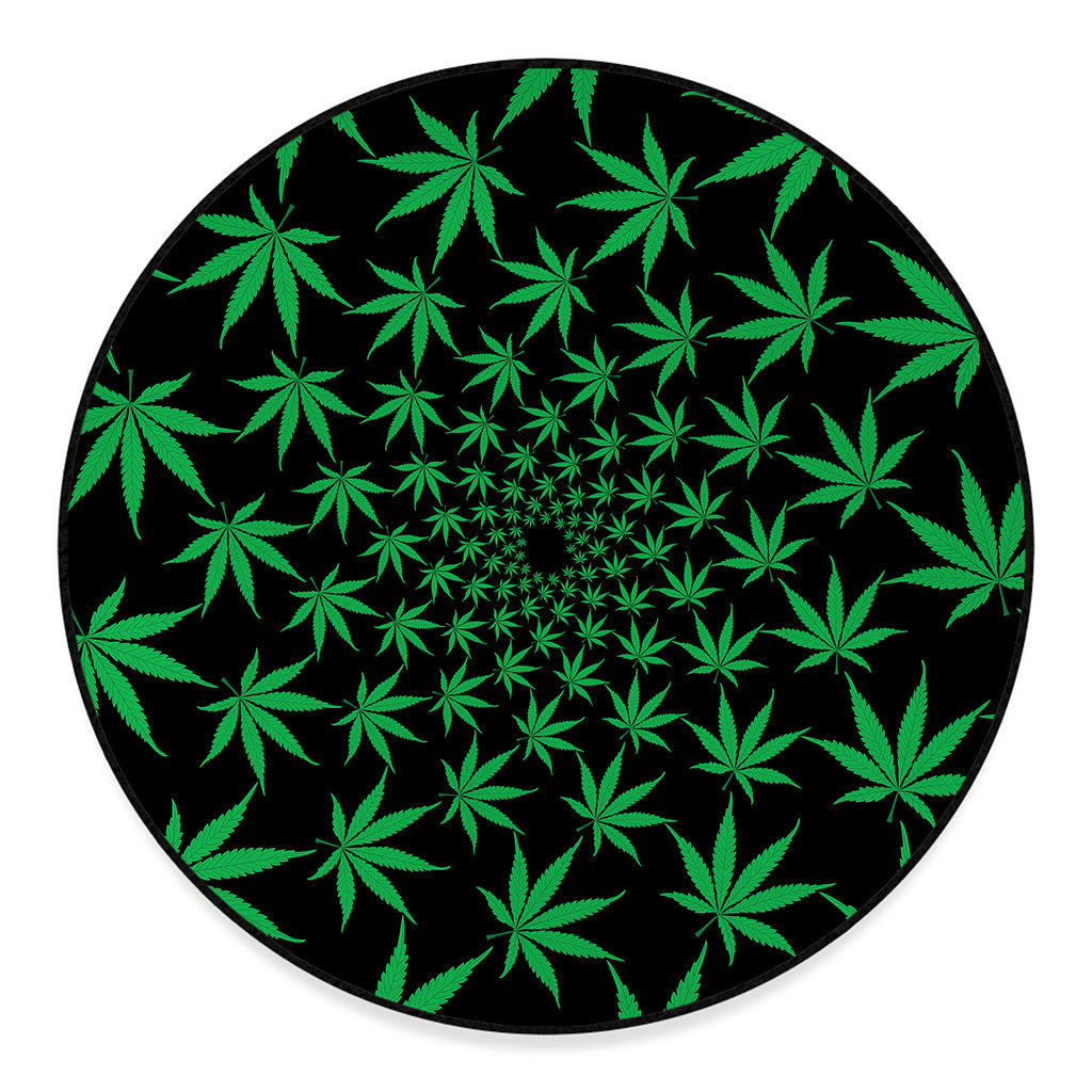 Swirl Cannabis Leaf Print Round Floor Mat