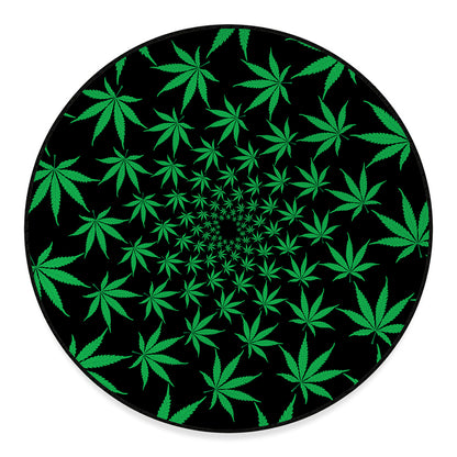 Swirl Cannabis Leaf Print Round Floor Mat