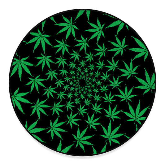 Swirl Cannabis Leaf Print Round Floor Mat