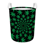 Swirl Cannabis Leaf Print Round Laundry Basket