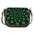 Swirl Cannabis Leaf Print Saddle Bag