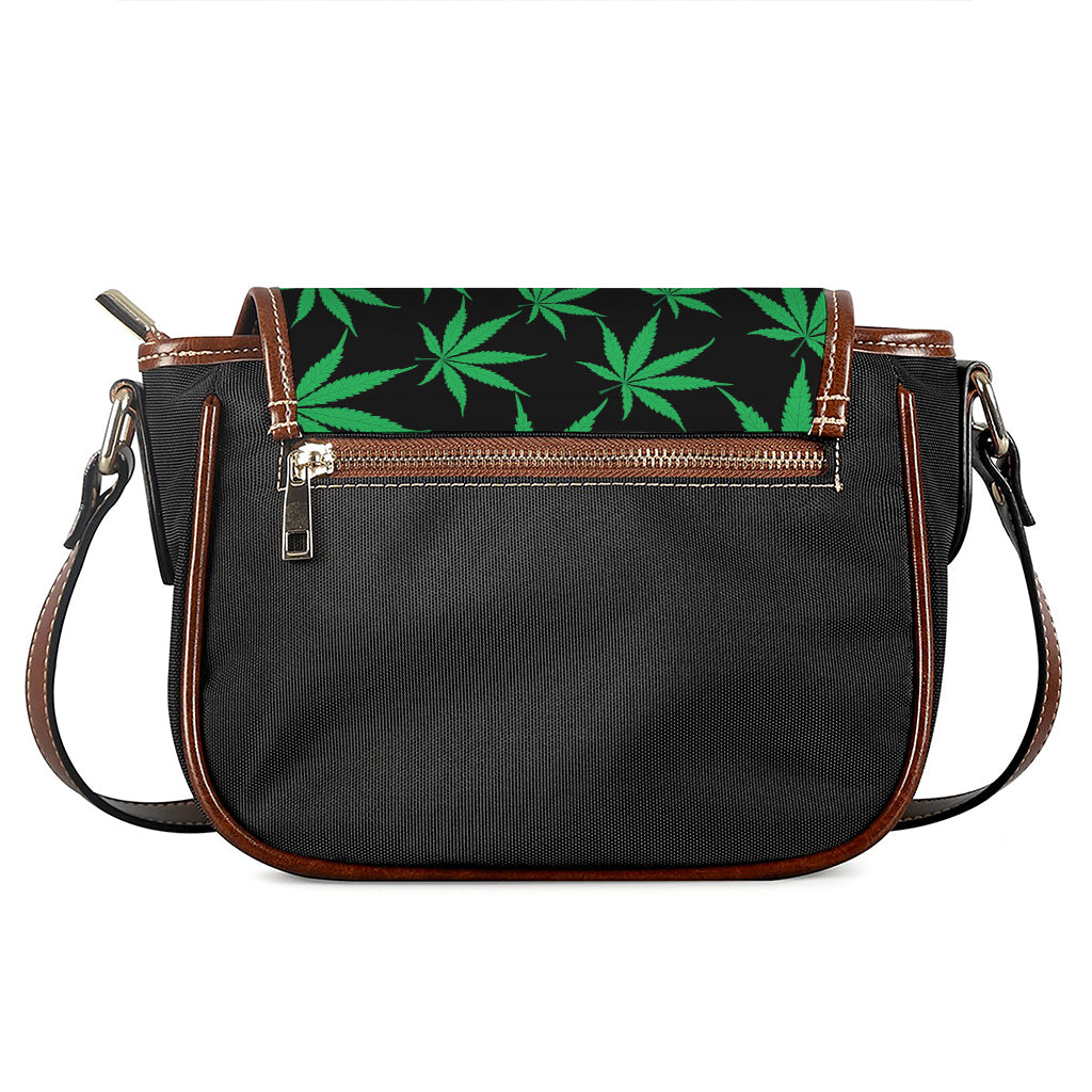Swirl Cannabis Leaf Print Saddle Bag