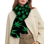 Swirl Cannabis Leaf Print Scarf