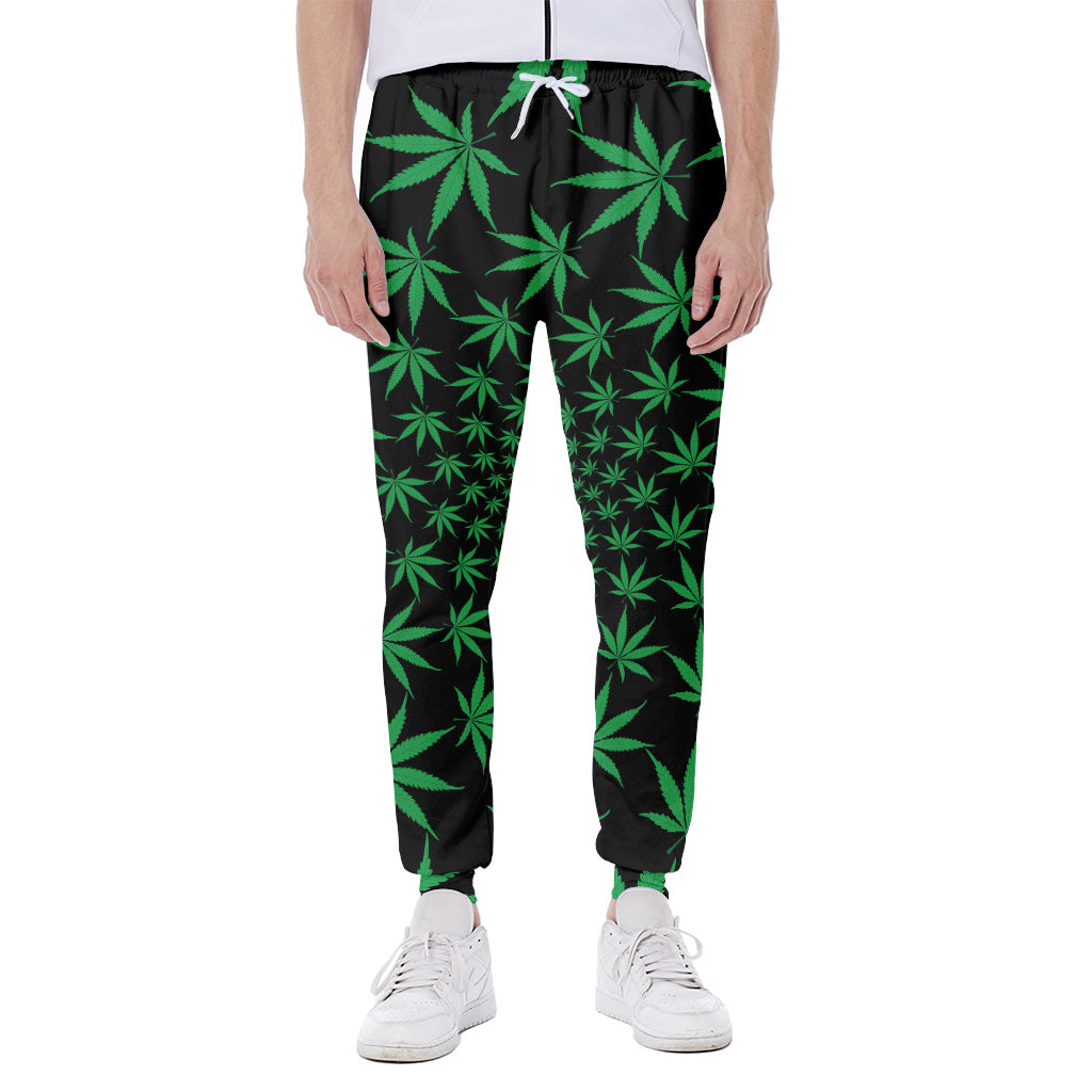 Swirl Cannabis Leaf Print Scuba Joggers