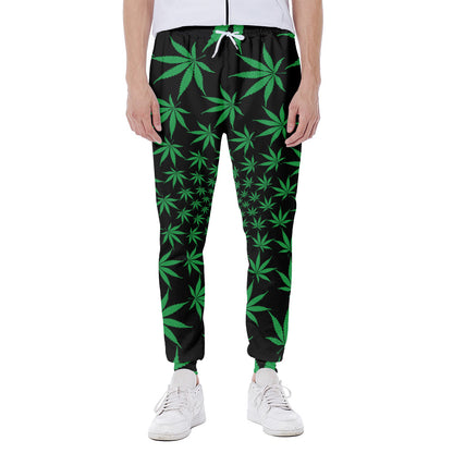 Swirl Cannabis Leaf Print Scuba Joggers