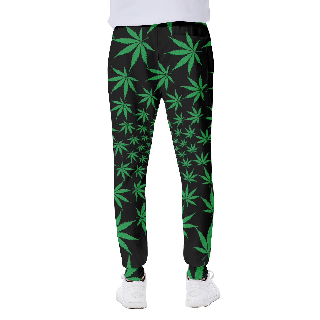 Swirl Cannabis Leaf Print Scuba Joggers