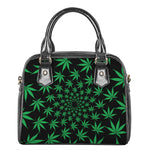 Swirl Cannabis Leaf Print Shoulder Handbag