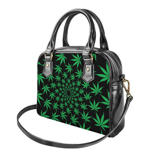 Swirl Cannabis Leaf Print Shoulder Handbag