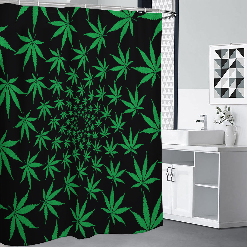 Swirl Cannabis Leaf Print Shower Curtain