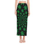 Swirl Cannabis Leaf Print Side Slit Maxi Skirt