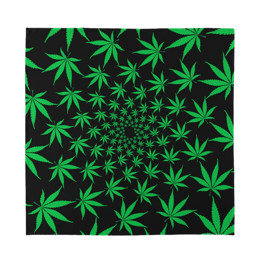 Swirl Cannabis Leaf Print Silk Bandana