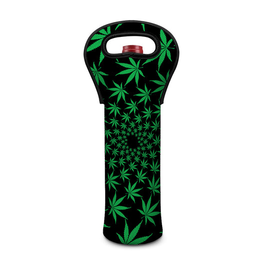 Swirl Cannabis Leaf Print Single Neoprene Wine Tote
