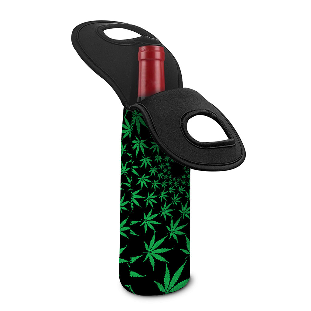 Swirl Cannabis Leaf Print Single Neoprene Wine Tote