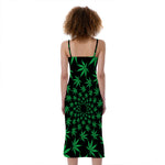 Swirl Cannabis Leaf Print Slim Fit Midi Cami Dress