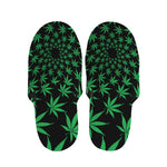 Swirl Cannabis Leaf Print Slippers
