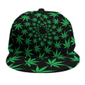 Swirl Cannabis Leaf Print Snapback Cap