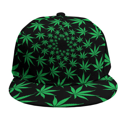Swirl Cannabis Leaf Print Snapback Cap