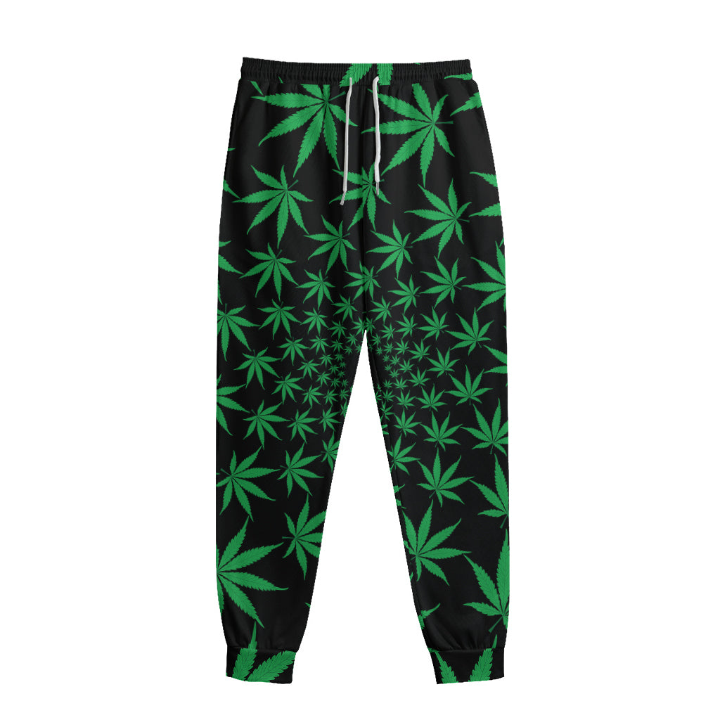 Swirl Cannabis Leaf Print Sweatpants