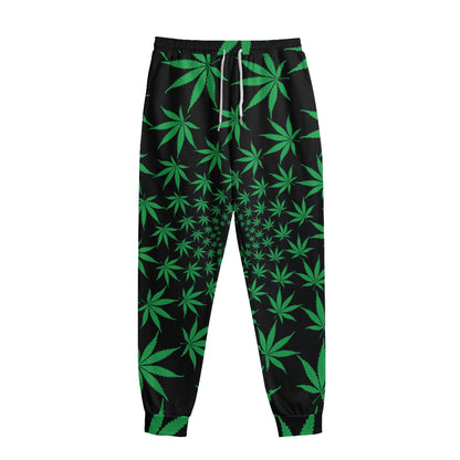 Swirl Cannabis Leaf Print Sweatpants