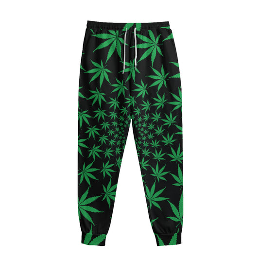 Swirl Cannabis Leaf Print Sweatpants