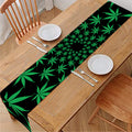 Swirl Cannabis Leaf Print Table Runner