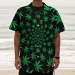 Swirl Cannabis Leaf Print Textured Short Sleeve Shirt